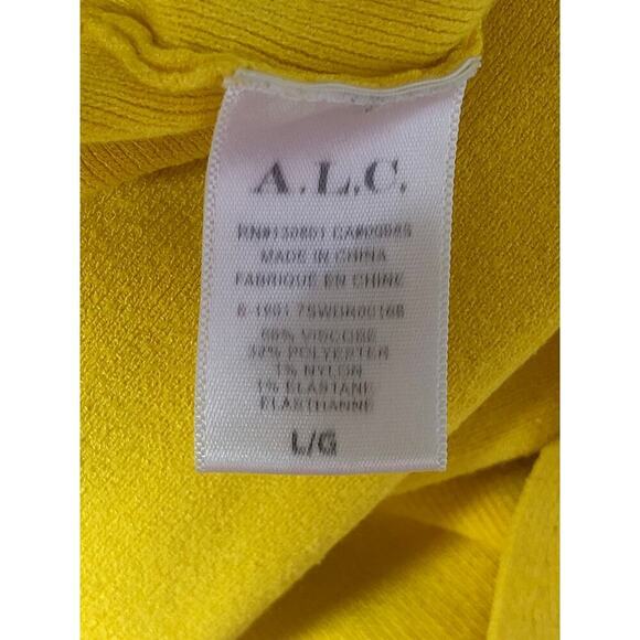 A.L.C. Hadley Dress Knit Long Sleeve Crewneck Mini Sheath Lemon Yellow Large - Picture 8 of 10